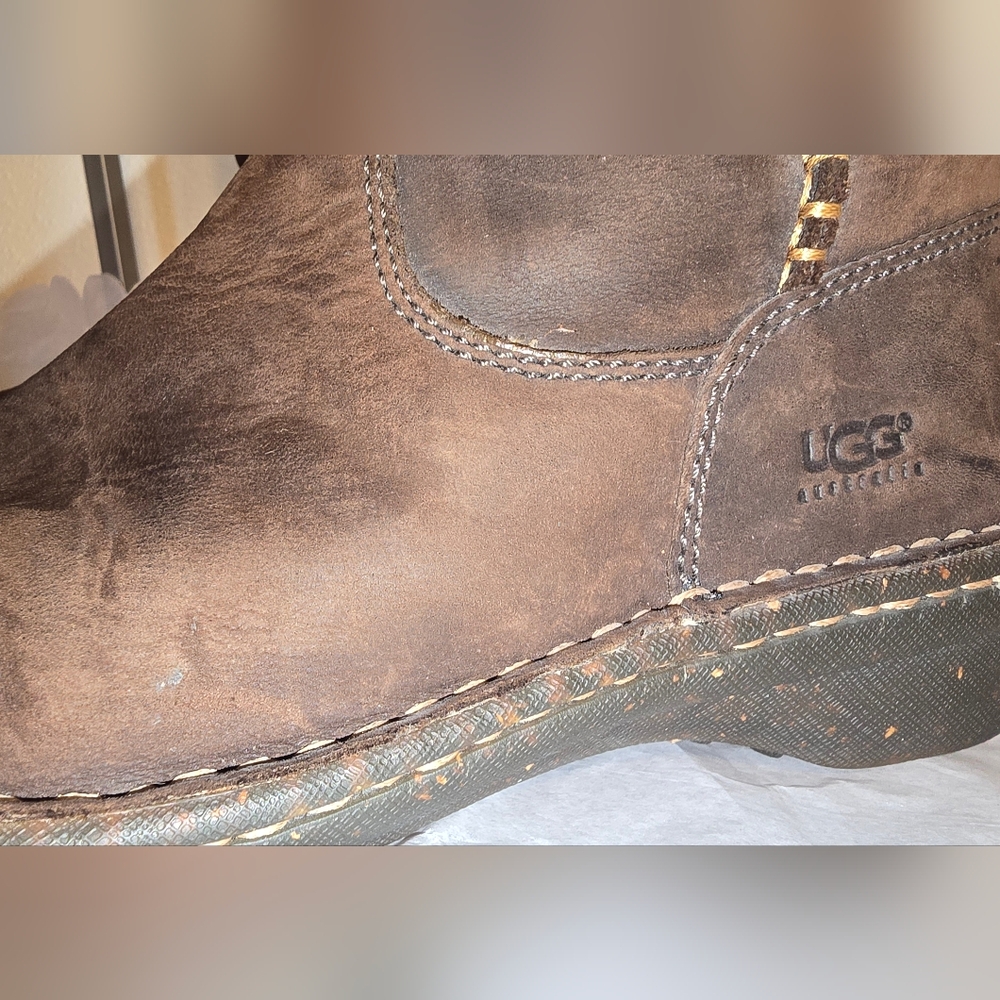 UGG Brown Heeled Boots with Purple Trim - Picture 11 of 14